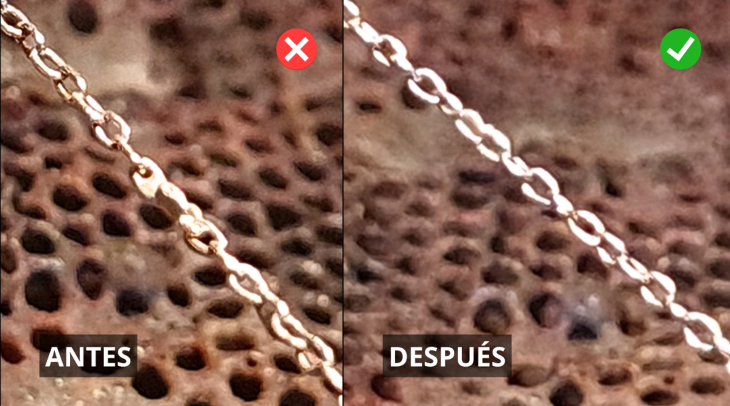 Imágenes de antes y después de corrección en Meridiano75, de compostura mal realizada en otro taller 