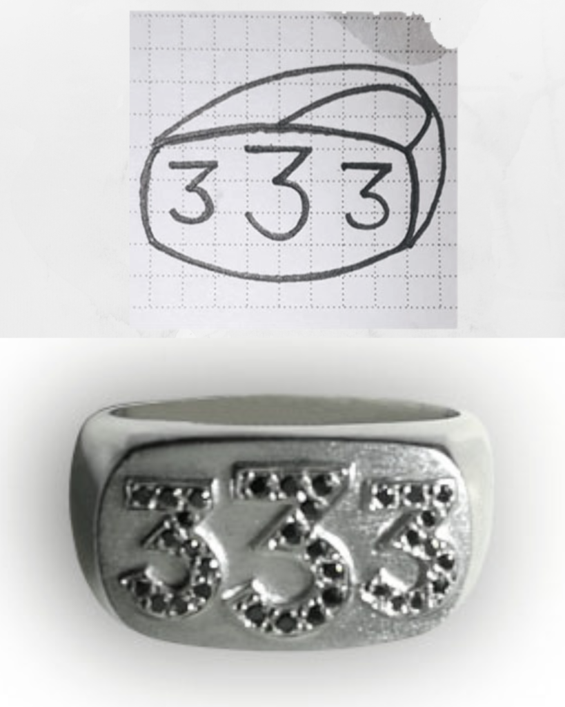 Idea en papel y anillo terminado en plata 925, fabricado a pedido en Meridiano75