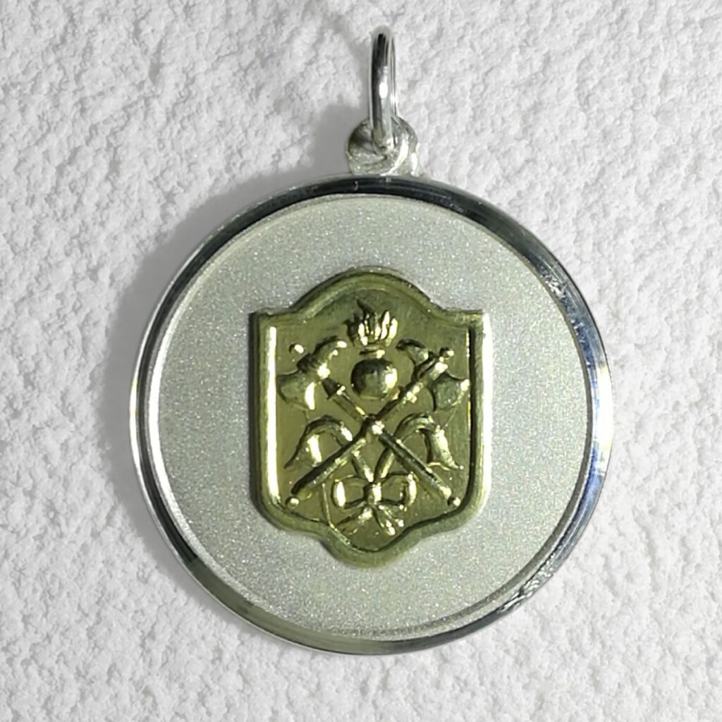 Medalla de plata 925 con escudo insitucional de oro 18kt fabricada a pedido por Meridiano75