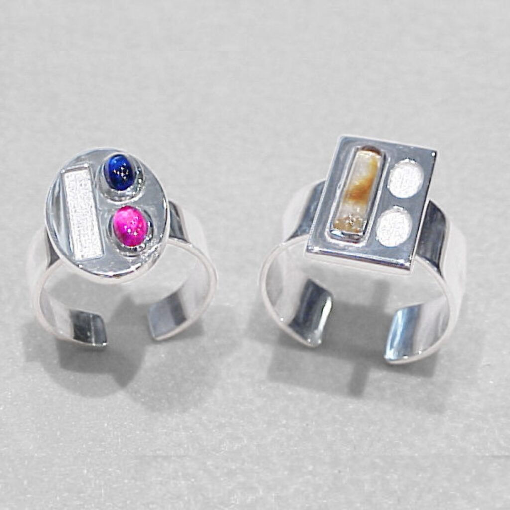 Anillos complementarios, especialmenrte diseñados y fabricados en plata 925 en Meridiano75 a pedido de nuestro cliente
