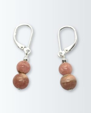 Aros de plata 925 de brisura con rodocrosita