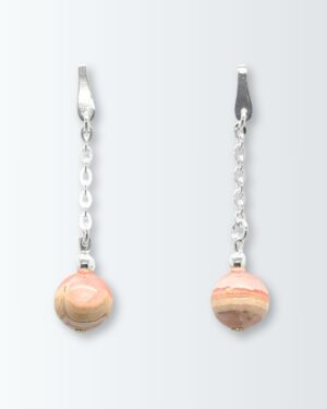 Aros de plata 925 con cadena y rodocrosita