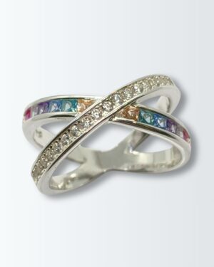 Anillo plata 925 doble cruzado