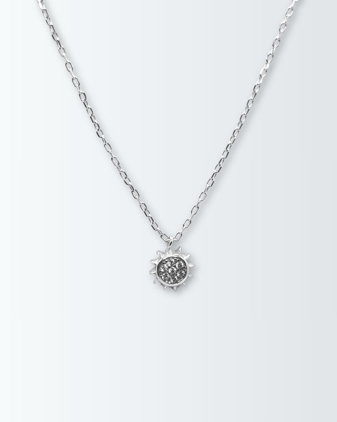 Collar de plata 925 con mini sol pave de circonias Collar de plata 925 con mini sol pave de circonias