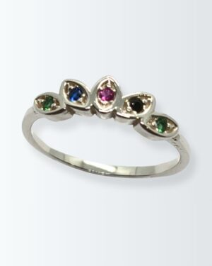 Anillo de plata 925 simil tiara con circonitas de colores