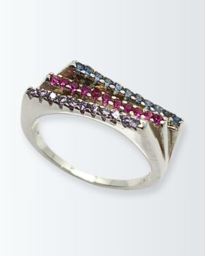 Anillo plata 925 frente triple desplazado