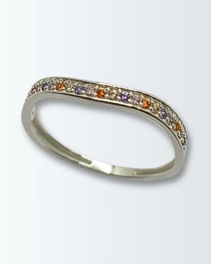 Anillo de plata 925 mediosinfin curvo con circonias engarzadas