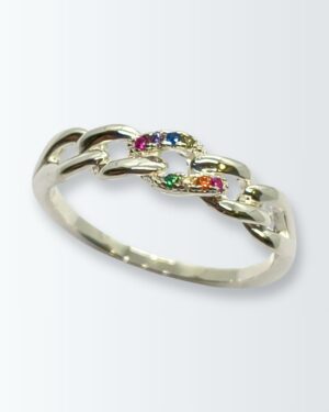 Anillo de plata 925 de eslabones groumet con circonias