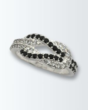 Anillo de plata 925 doble lazo con circonias