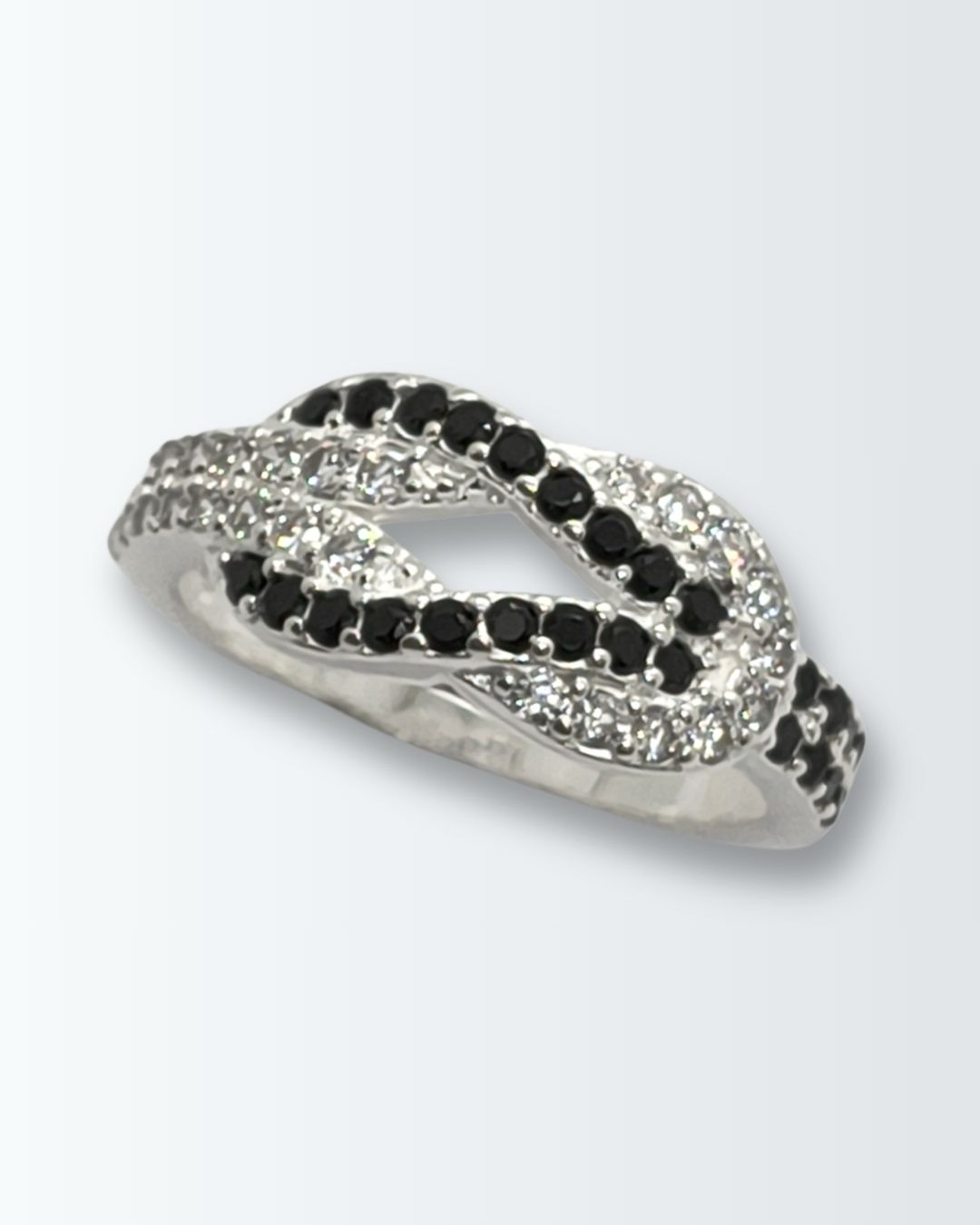 Anillo de plata 925 doble lazo con circonias Anillo de plata 925 doble lazo con circonias