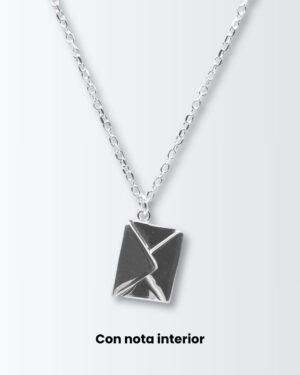 Collar de plata 925 con dije sobre con apertura y carta en su interior