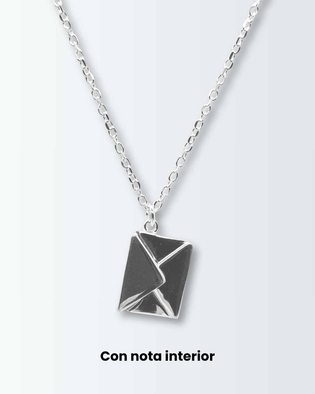 Collar de plata 925 con dije sobre con apertura y carta en su interior Collar de plata 925 con dije sobre con apertura y carta en su interior