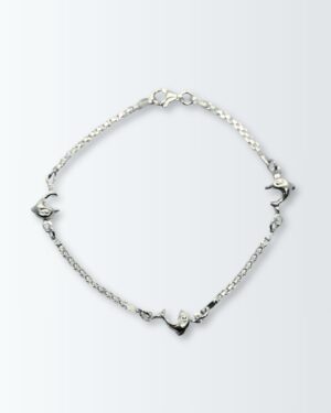 Pulsera de plata 925 con tres delfines alternados