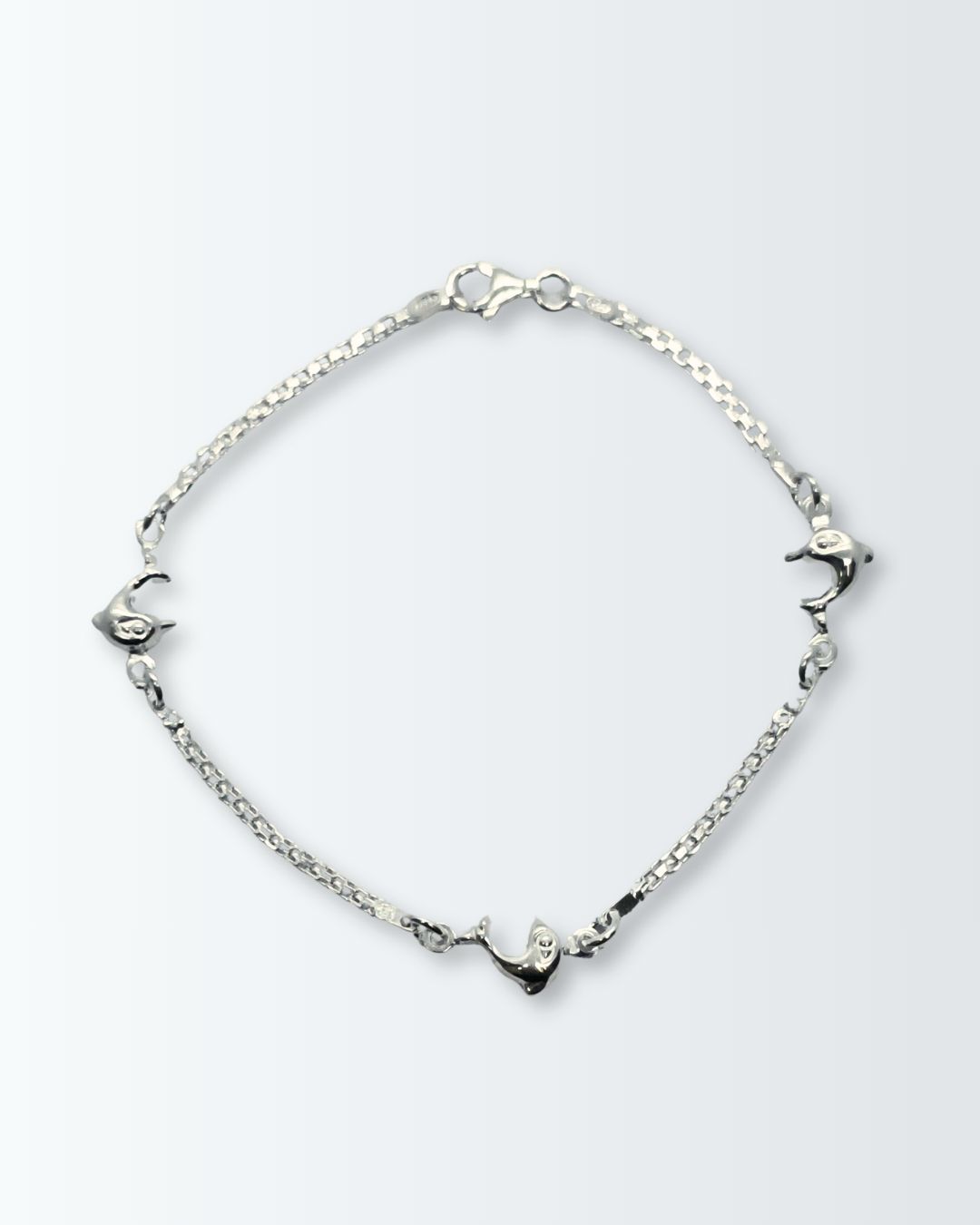 Pulsera de plata 925 con tres delfines alternados Pulsera de plata 925 con tres delfines alternados