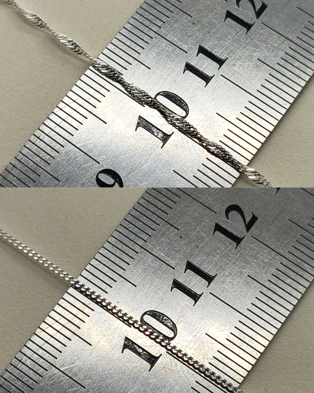 Collar de plata 925 con roseta coronada de circonias vista sobre regla para contexto de medida Collar de plata 925 con roseta coronada de circonias vista sobre regla para contexto de medida