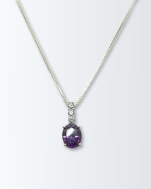 Collar de plata 925 con dije circonia oval