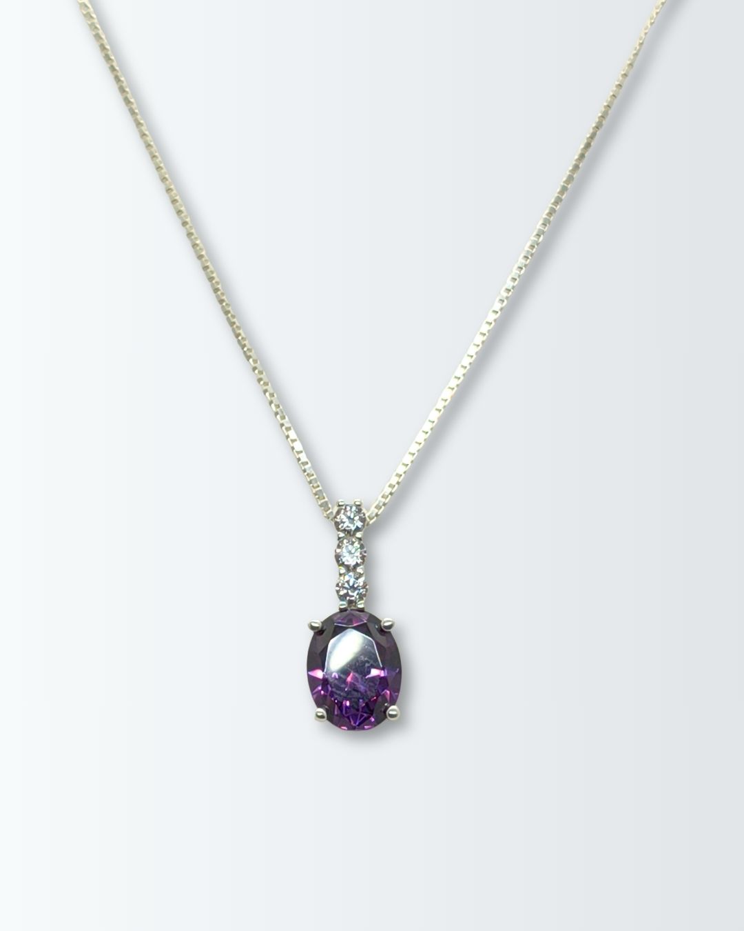 Collar de plata 925 con dije circonia oval Collar de plata 925 con dije circonia oval