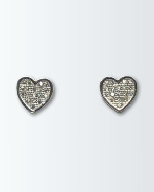 Aros de plata 925 corazones con pave en frente y laterales