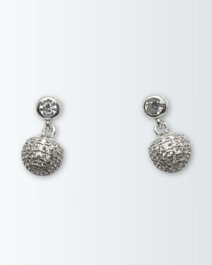 Aros de plata 925 virola con bola de fuego colgante
