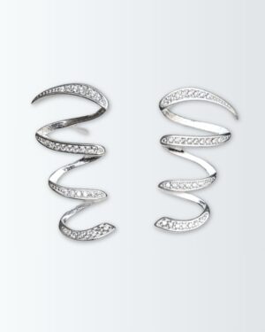 Aros de plata 925 con circonias en forma de espiral aplanado