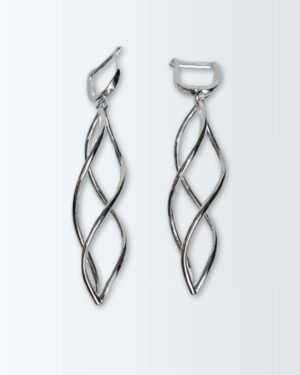 Aros de plata 925 largos de curvas dobles con brisura