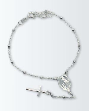 Pulsera de plata 925 denario tipo rosario con cuentas de 2mm