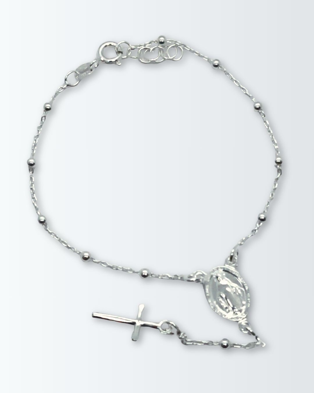 Pulsera de plata 925 denario tipo rosario con cuentas de 2mm Pulsera de plata 925 denario tipo rosario con cuentas de 2mm